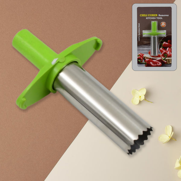 Small Stainless Steel Chili Corer Remover Kitchen Tool, Great Kitchen Use, Can Easily Remove Corer (1 Pc)