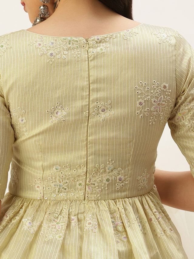 Bollywood Vogue Ready To Wear Beige Art Silk Embroidered Gharara Set