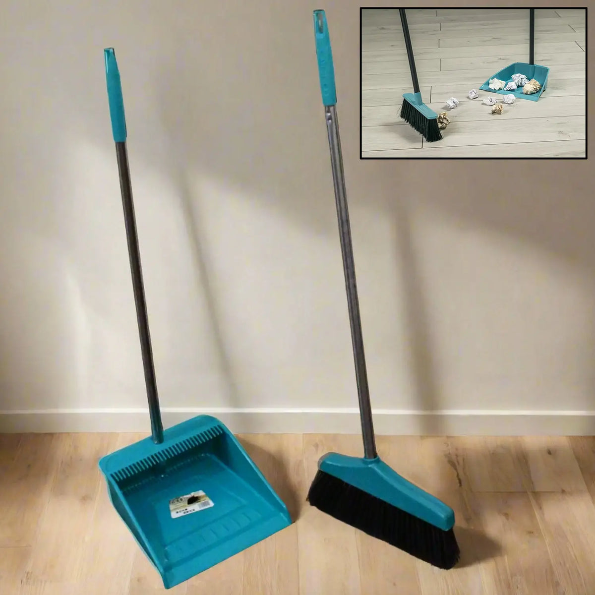 Long Handle Dustpan And Brush 2 Piece Set For Sweeping Cleaning Home Office HP DD