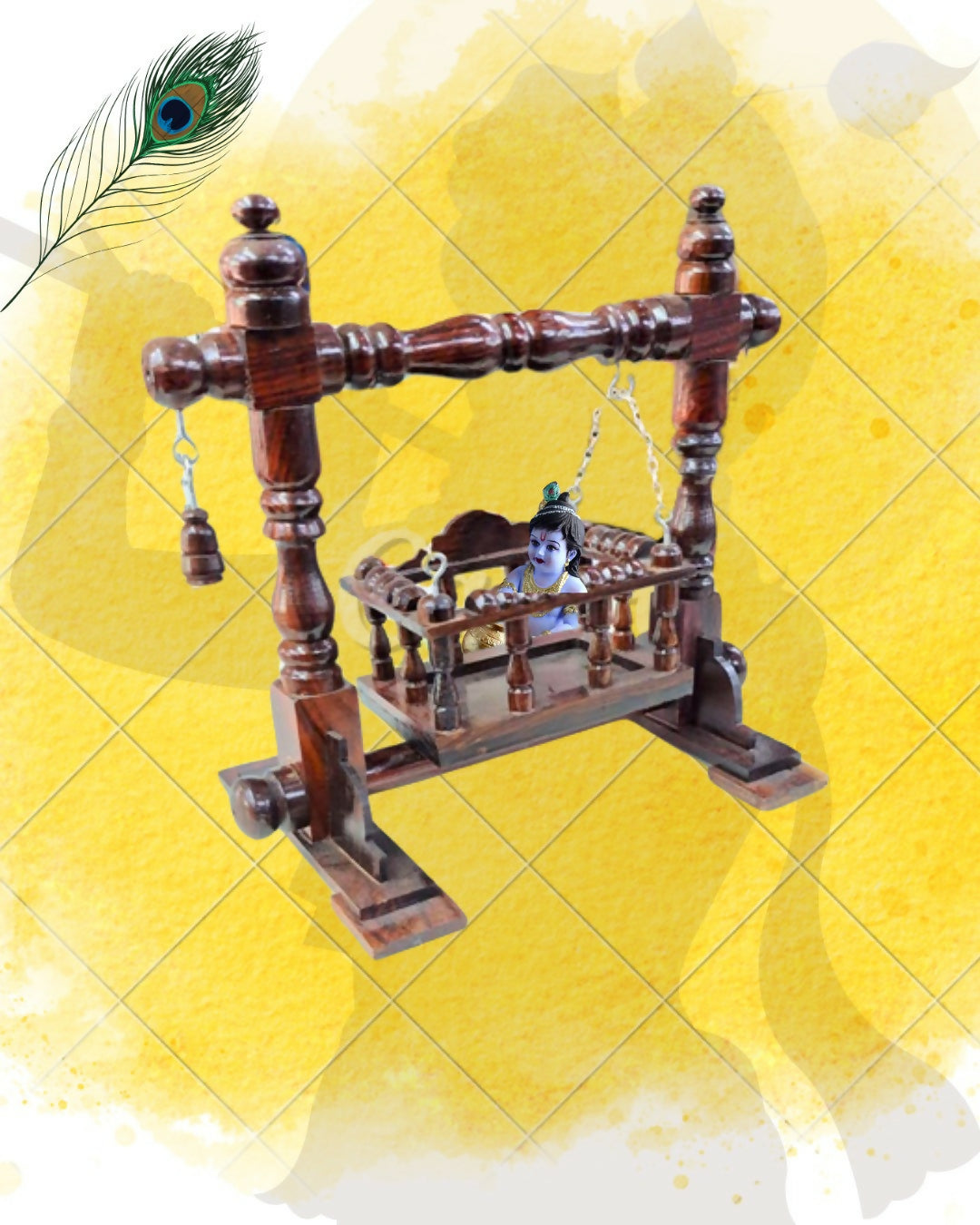 Handcrafted Wooden Krishna Jhula – Bal Gopal Swing – HalfPe