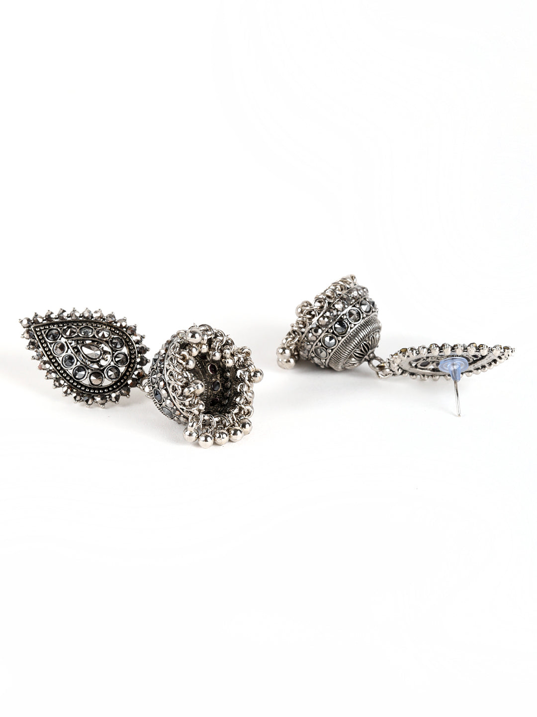 Black Silver Plated Jhumka Earring