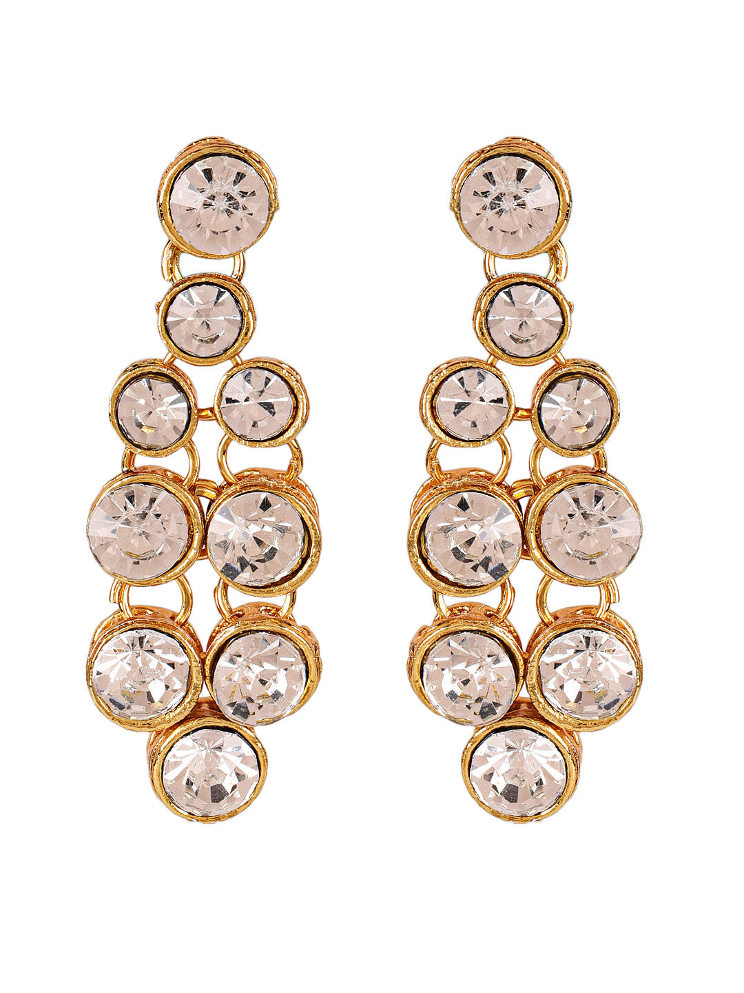 White Gold-Plated Stone Studded Layered Jewellery Set