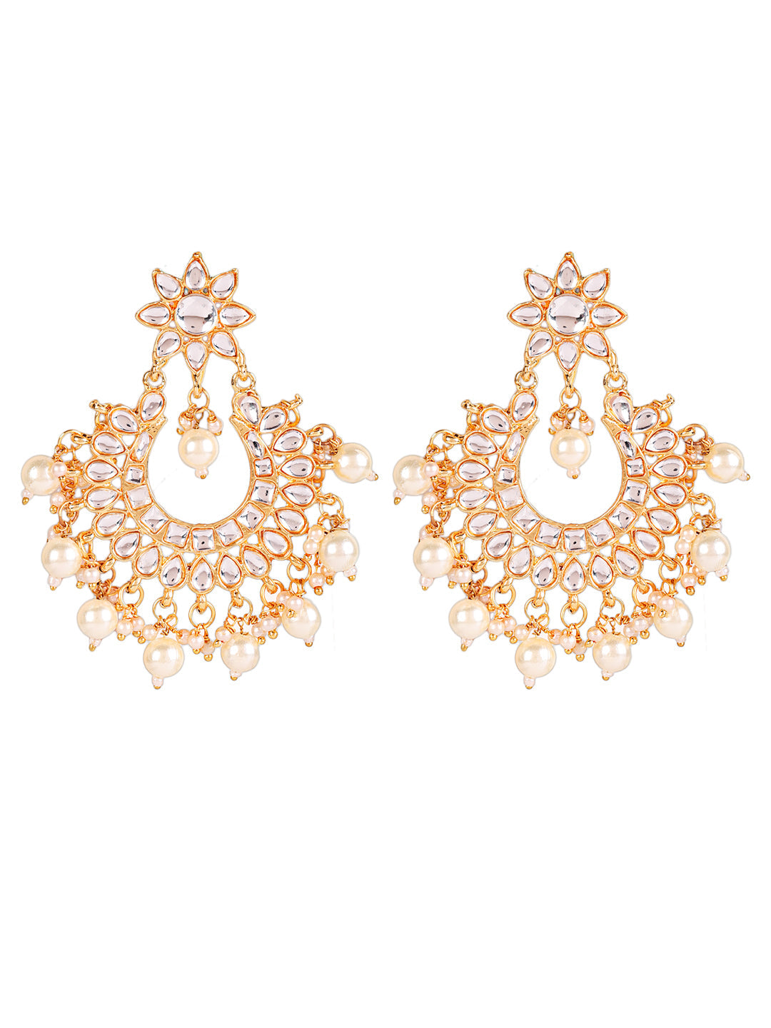 Off-White Gold-Plated Kundan Studded & Beaded Handcrafted Jewellery Set