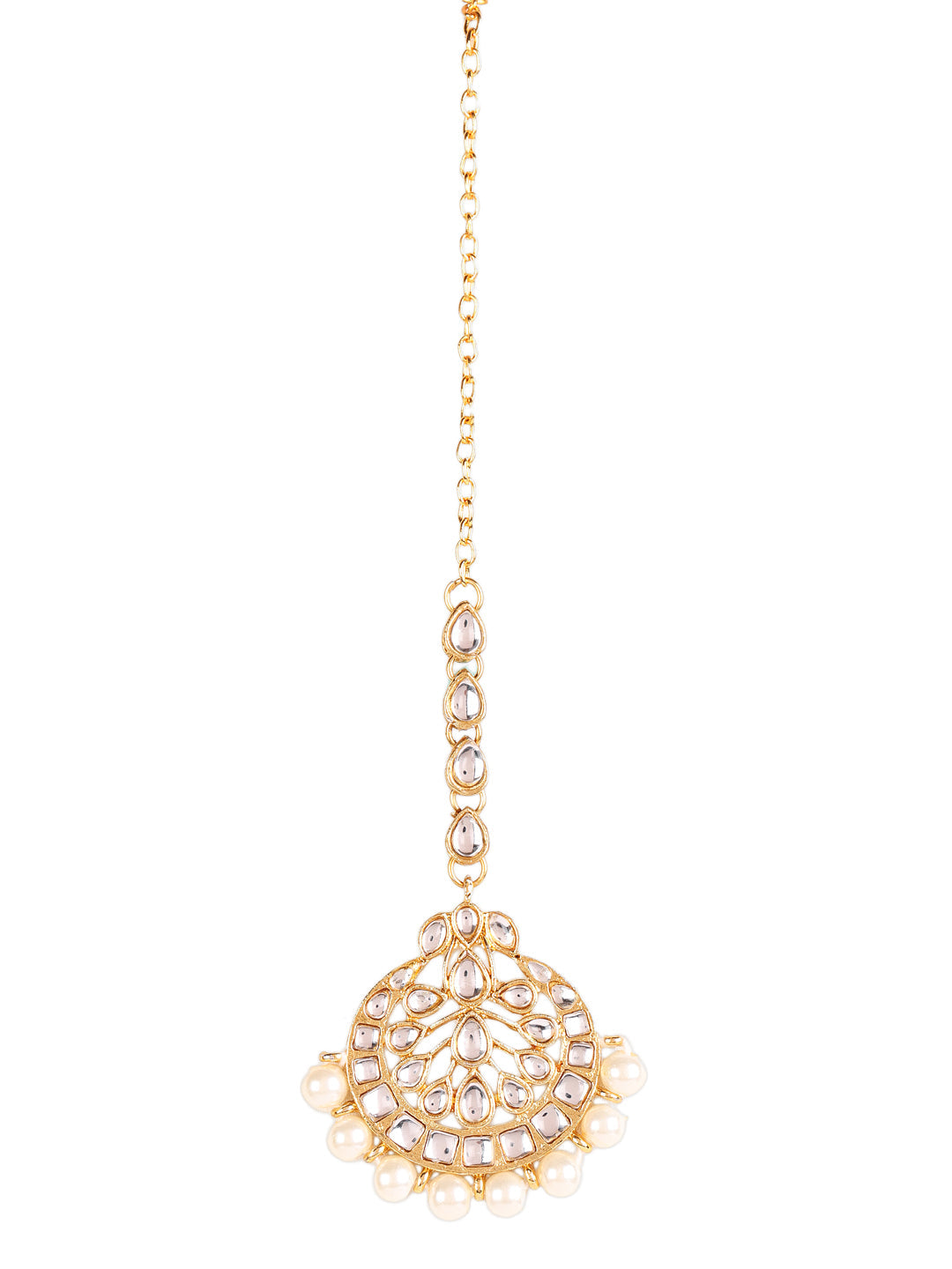 Gold-Toned Kundan & Pearl Jewellery Set