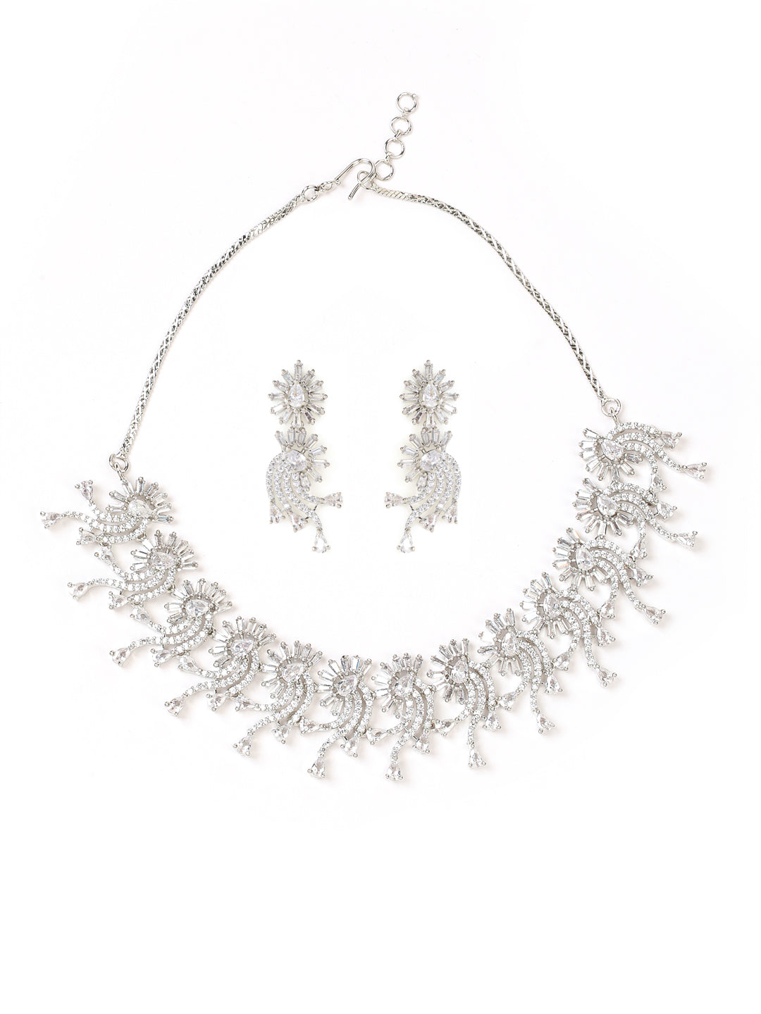 Silver-Plated Ad-Studded Handcrafted Jewellery Set