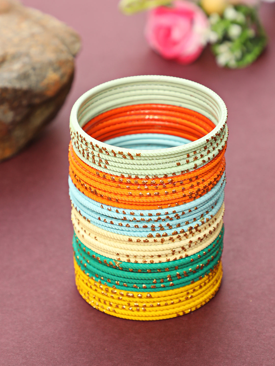 Set Of 24 Multicolour Handcrafted Light Weight Bangles