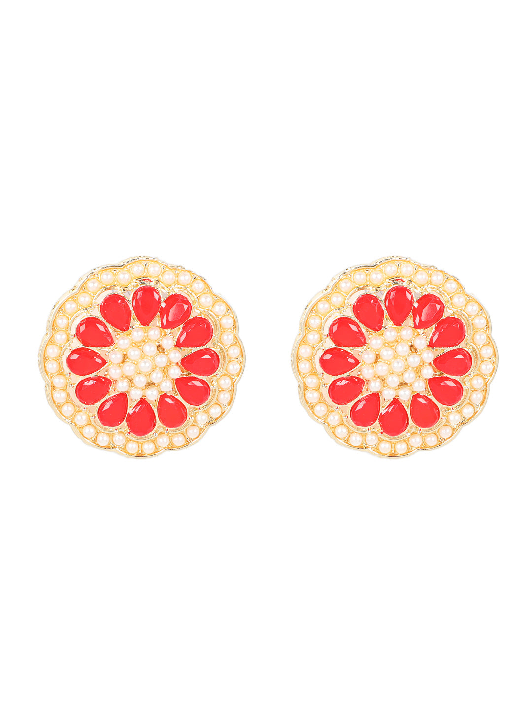 Pink Gold-Plated Kundan Choker Necklace & Earring Set