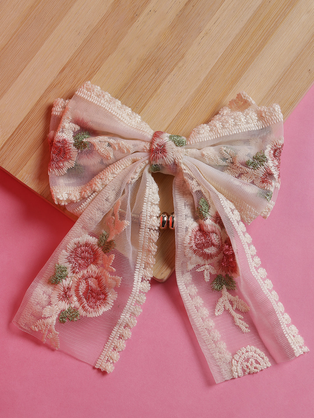 White & Red Bow Shaped Ponytail Holder