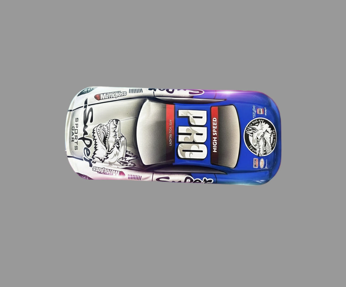 Qips Printed Double Layered Car Design Pencil Case | High-Speed Sports Car Style Stationery Pouch for Kids (Blue)