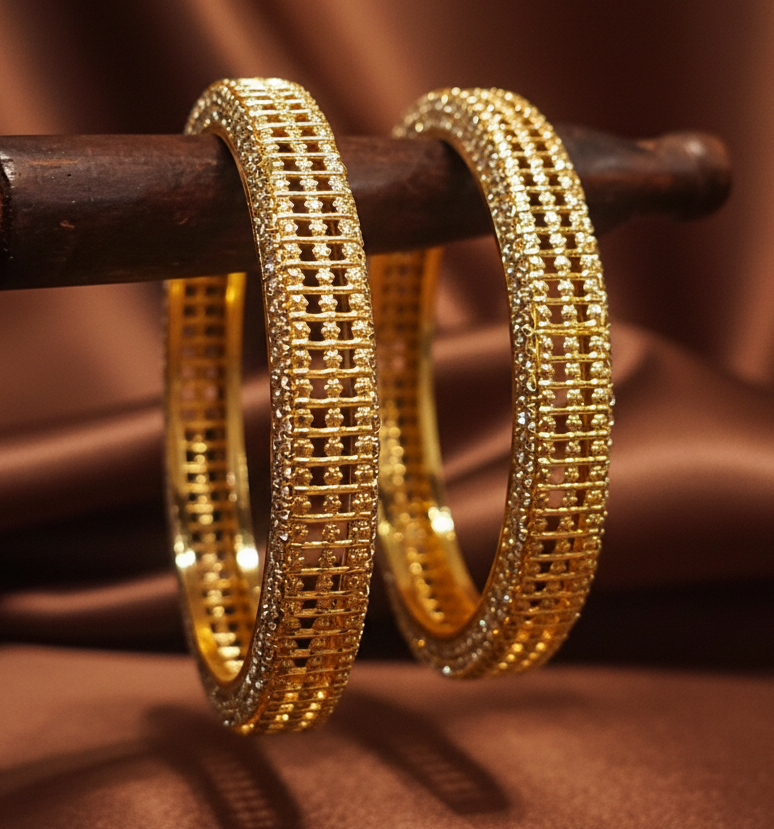 Aatmana By J&S Set Of 2 Gold Plated CZ Studded Bangles