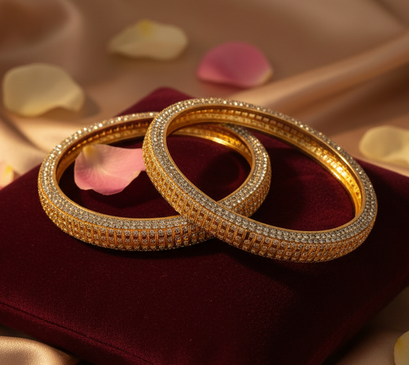 Aatmana By J&S Set Of 2 Gold Plated CZ Studded Bangles