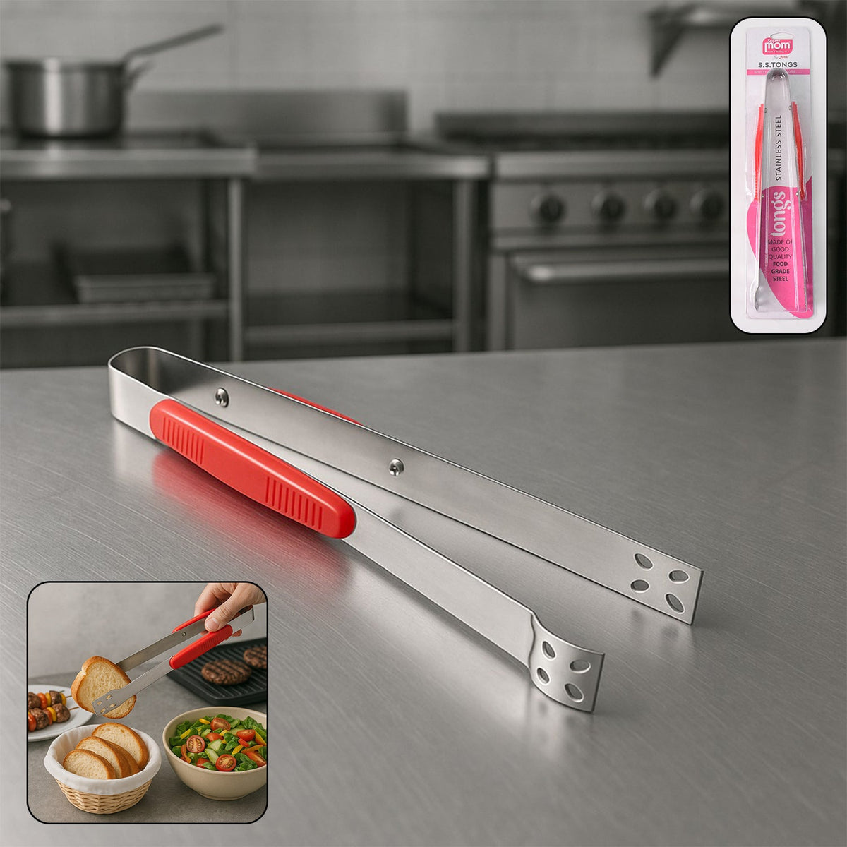 Supermom Premium Stainless Steel Multipurpose Kitchen Tongs (1 Pc) HP DD
