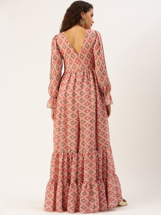 Bollywood Vogue Ready To Wear Multicolored Georgette Printed Gown