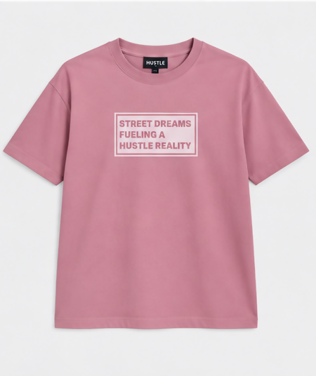 HUSTLE Men's Crew Neck Oversized T-Shirt – Mauve Rose(Oversized fit)