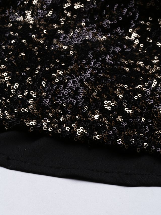 Bollywood Vogue Ready To Wear Black Sequins Embroidered Crop Top N Skirt