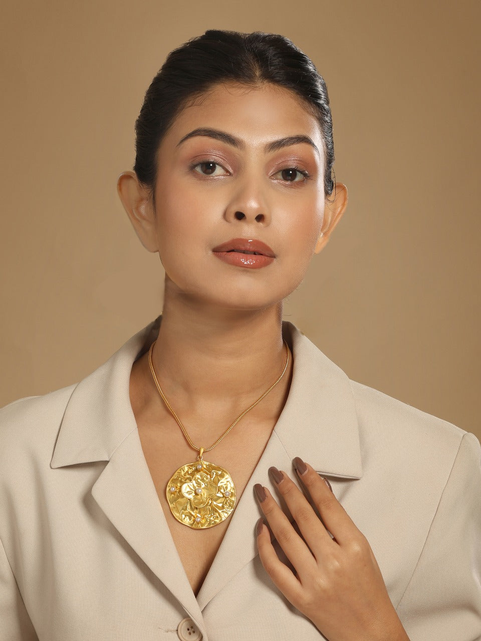 18K Gold-Plated Pearl Pendant with Chain
