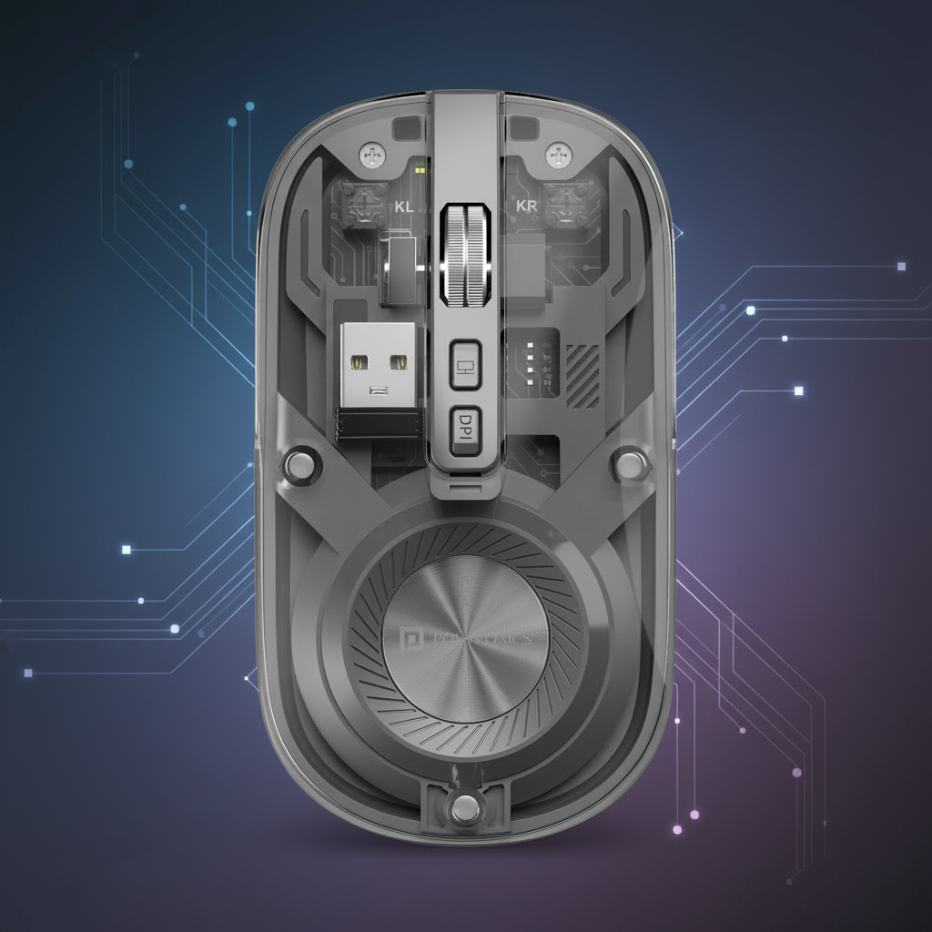 Portronics Toad 8 Dual Wireless Transparent Mouse (GREY)