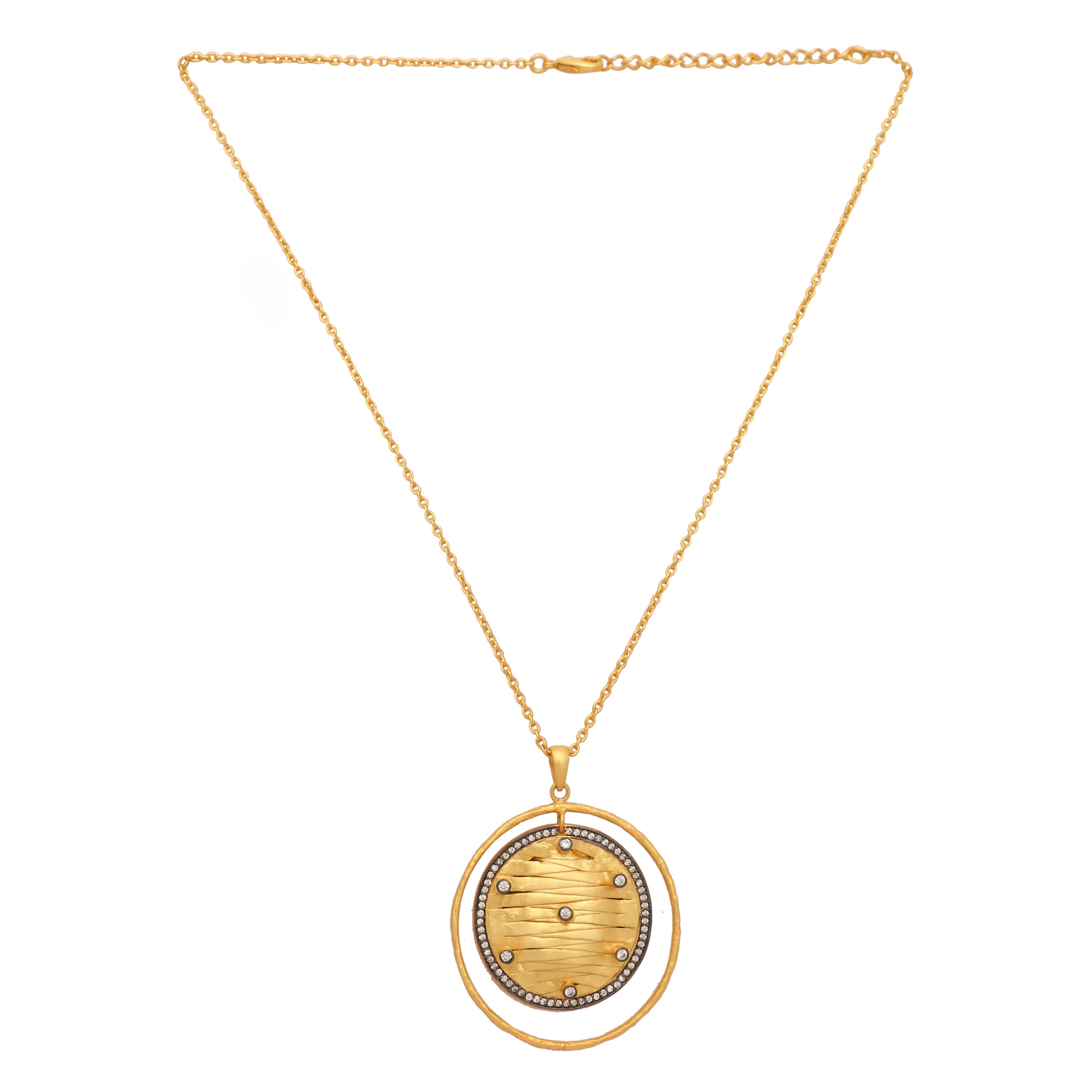 18K Gold-Plated American Diamond Pendant Necklace