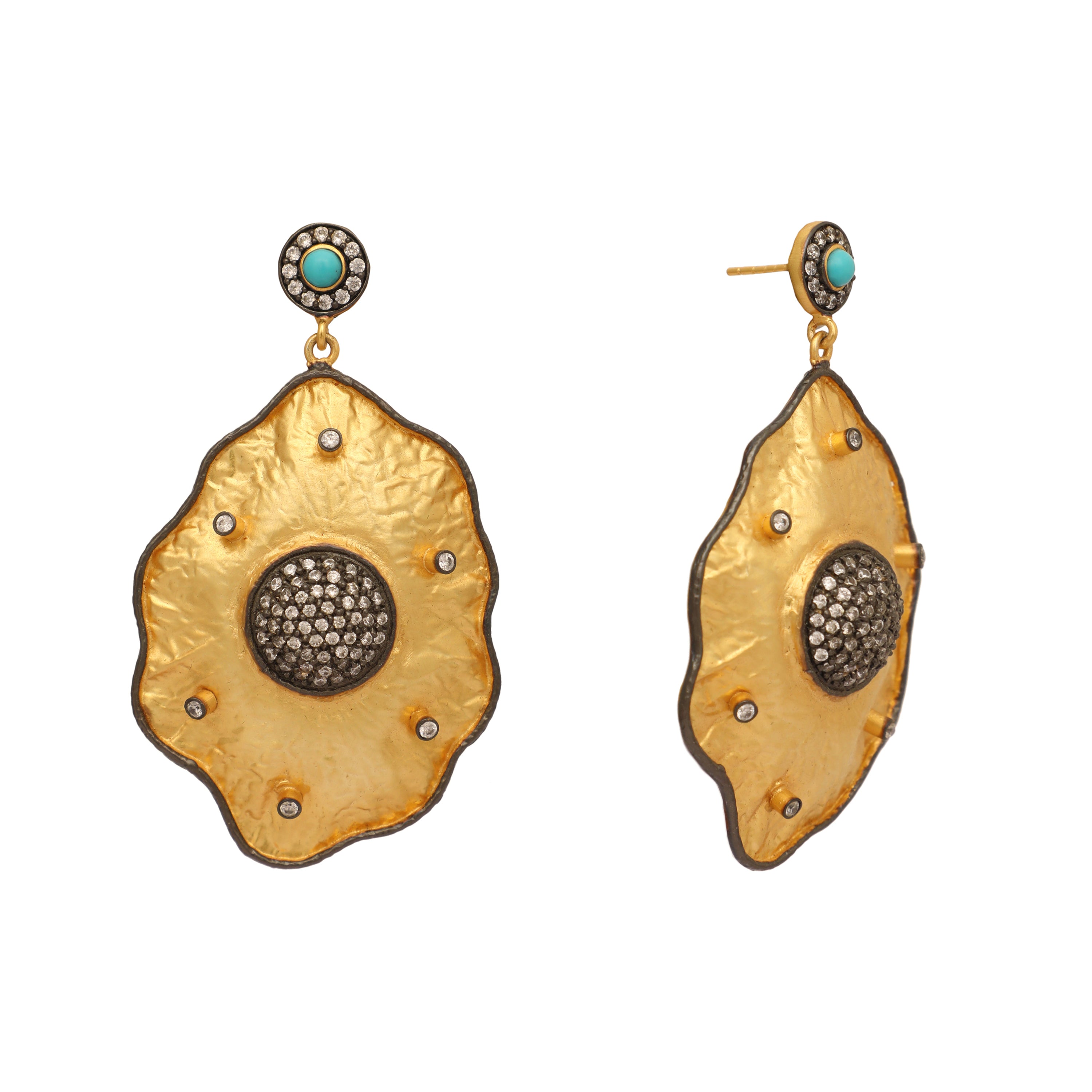 18k Gold-Plated zircon Studded Anti Tarnish Contemporary Dangler Earrings