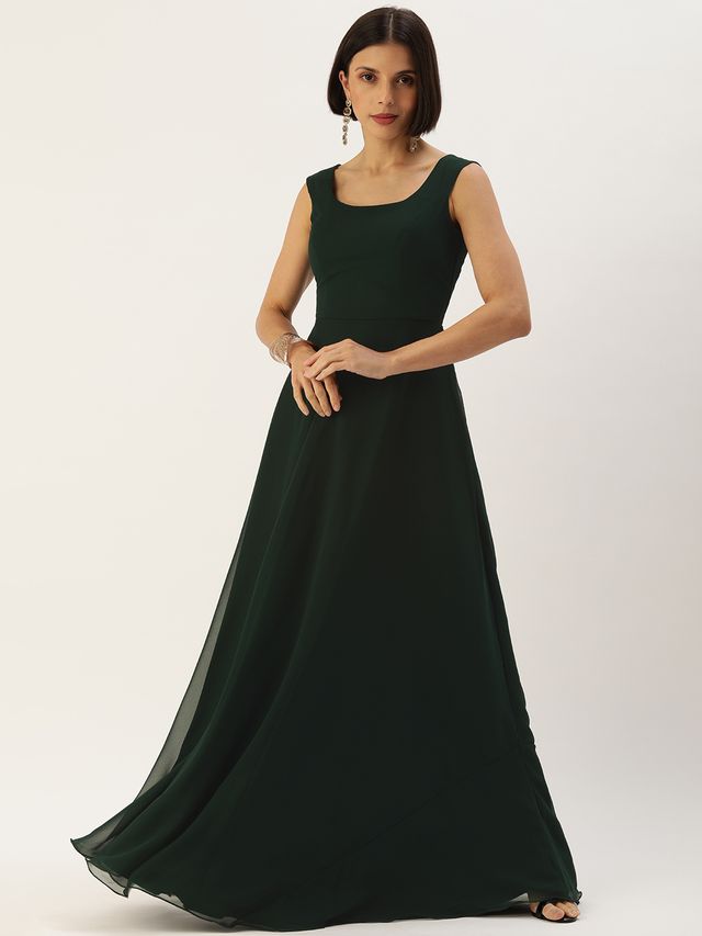 Bollywood Vogue Ready To Wear Green Organza Cape Style Gown
