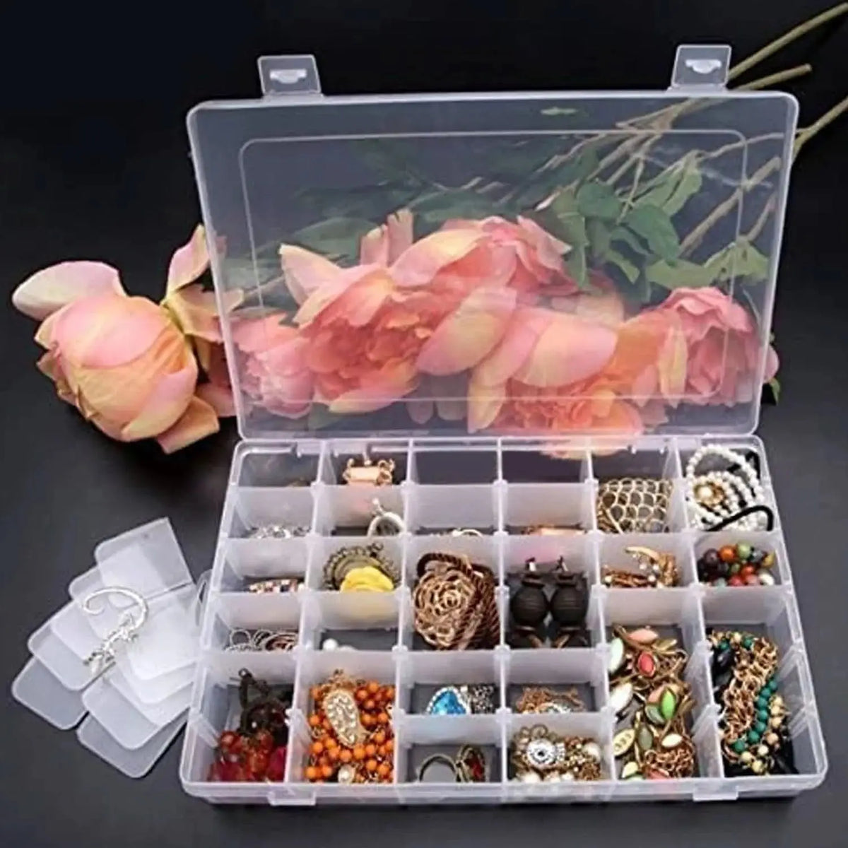 36 Grids Clear Plastic Organizer Jewelry Storage Box With Adjustable Dividers Transparent Organizer Box (1pc) HP DD