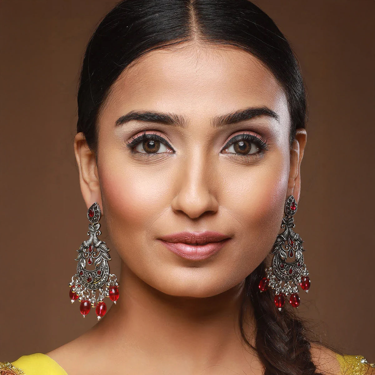 Oxidized Silver Plated Chandbali Earrings with Multicolor Beads – Traditional Ethnic Statement Jewellery