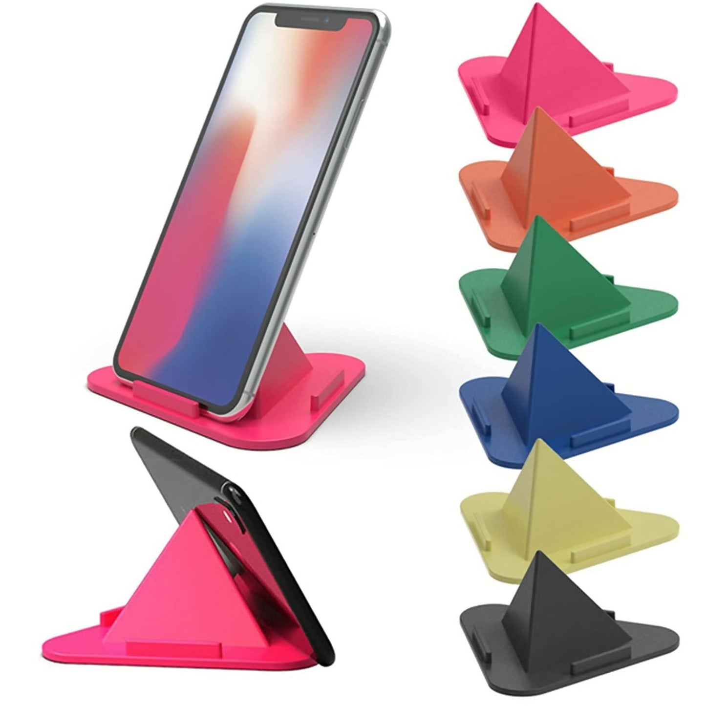 Three-Sided Pyramid Mobile Stand Universal Desktop/Table Holder, Anti-Slip & Adjustable