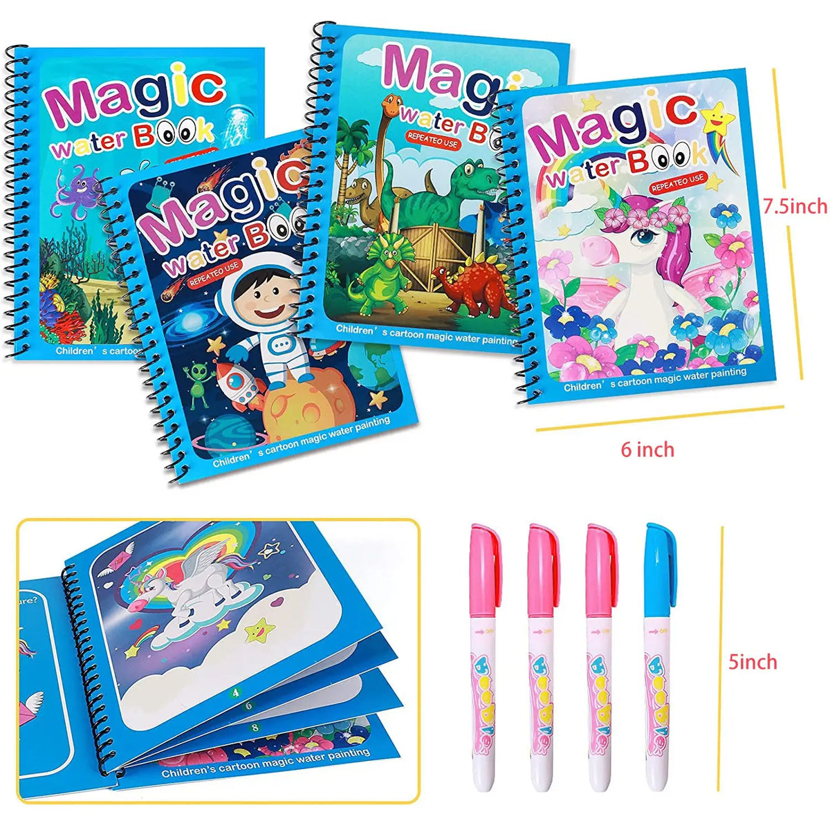 Magic Water Quick Dry Book Water Coloring Book Doodle With Magic Pen Painting Board HP DD