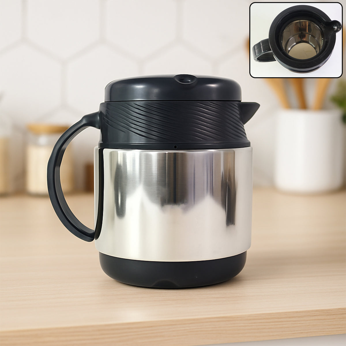 Premium Hot Express Tea and Coffee Set with Thermos Flask and 6 Ceramic Cups(1 Set)