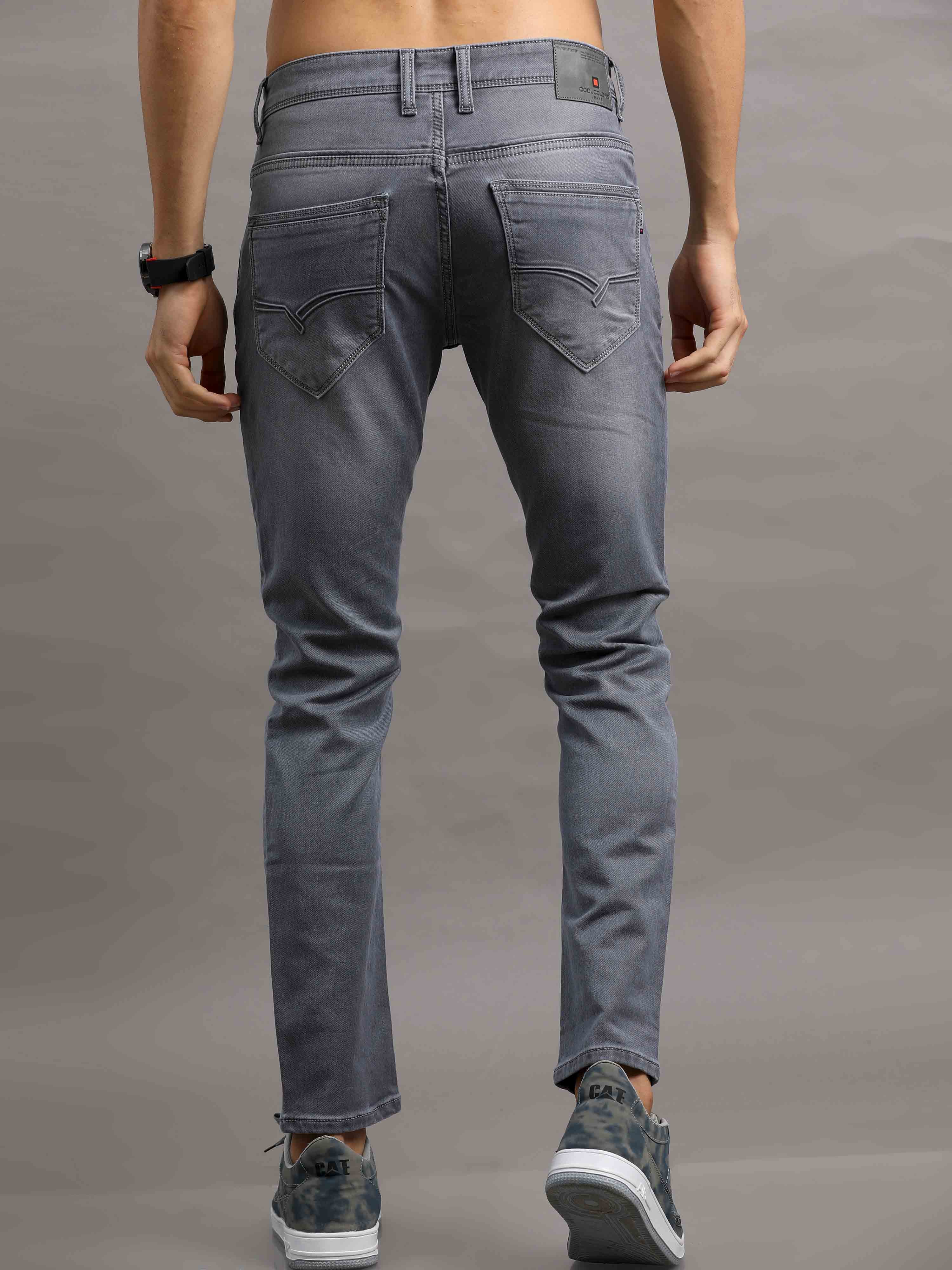 Men's Grey Relaxed Denim Ankle fit Jeans