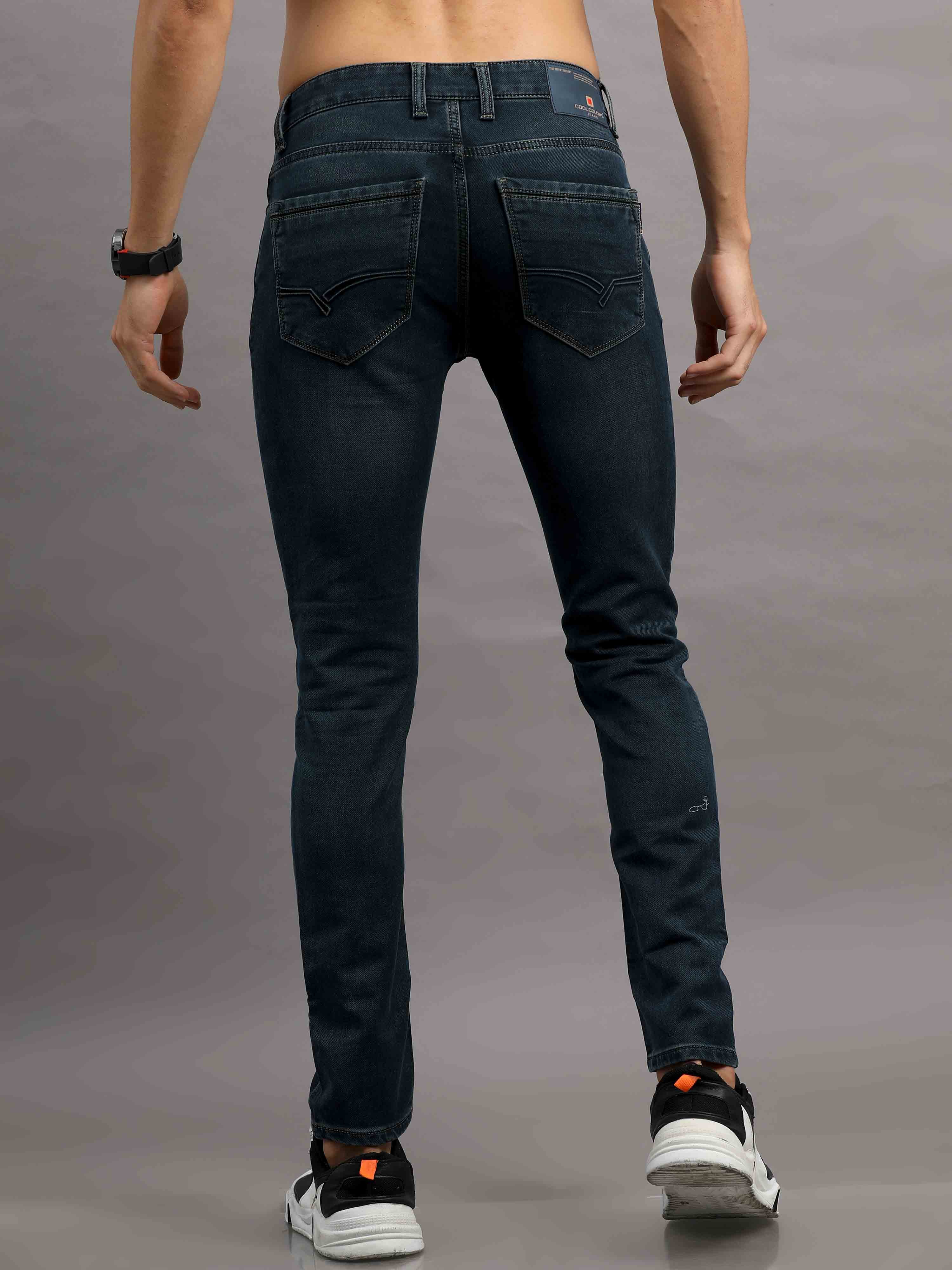 Men's Black Relaxed Denim Ankle fit Jeans