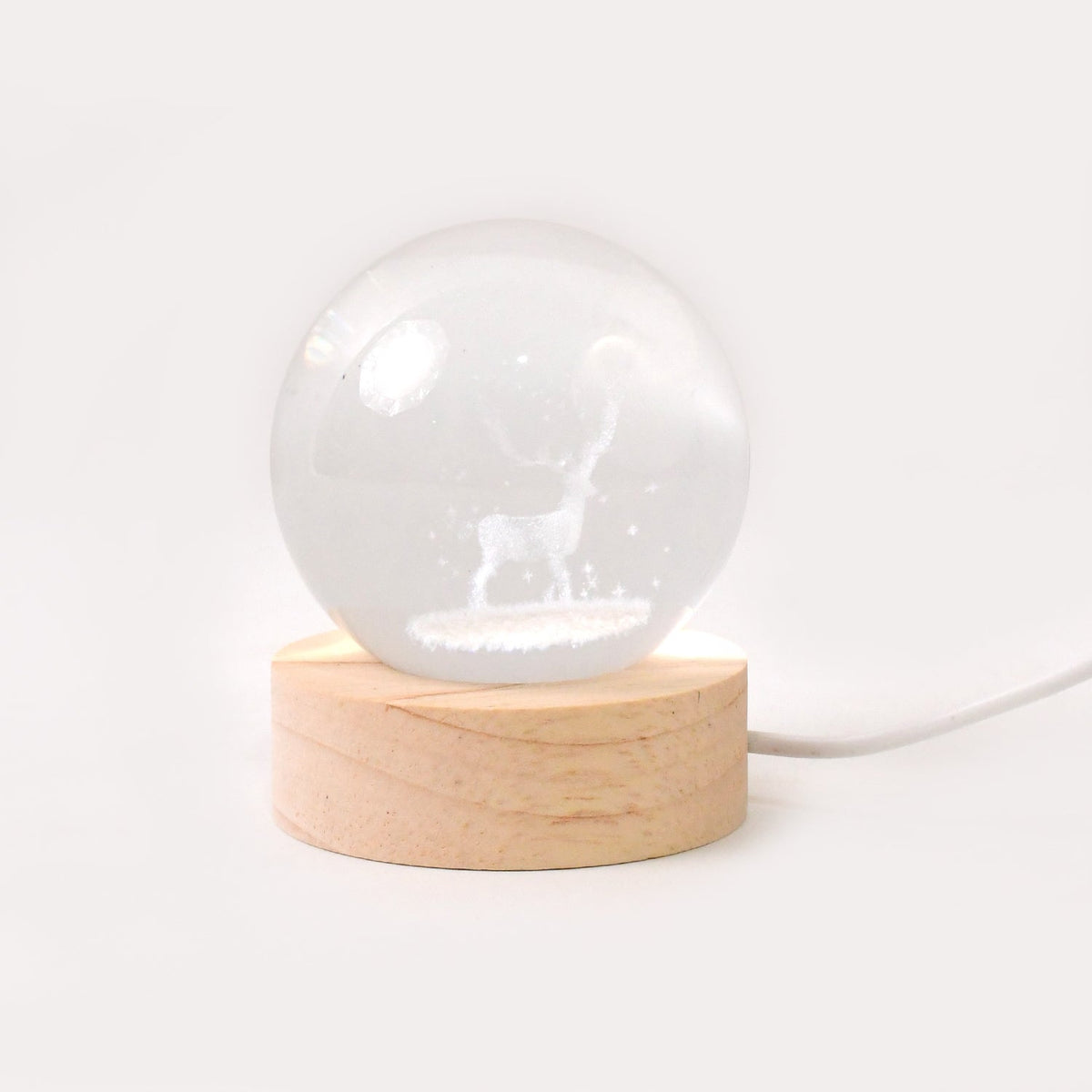 Mela Crystal Ball Night Light Glass Ball Night Lamp With Wood Base HP DD