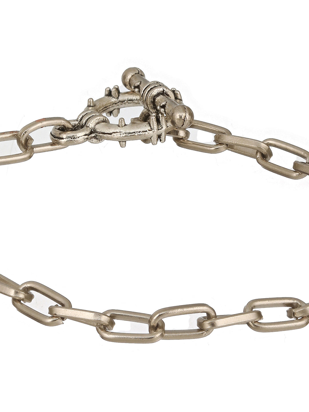 Men Silver-Toned Rhodium-Plated Link Bracelet