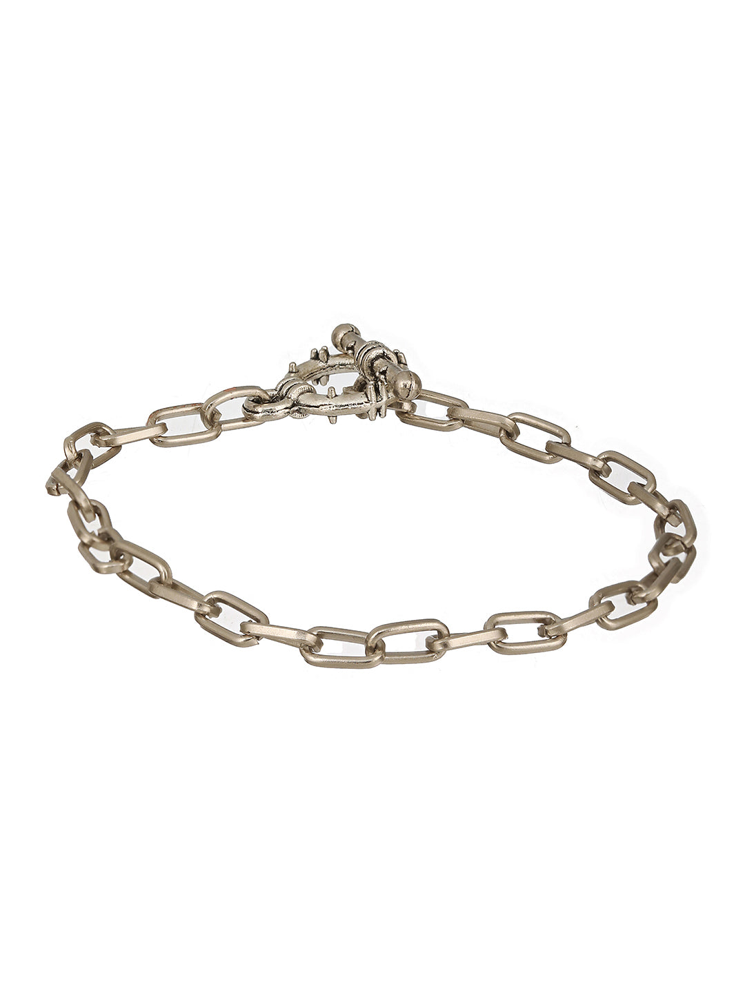 Men Silver-Toned Rhodium-Plated Link Bracelet