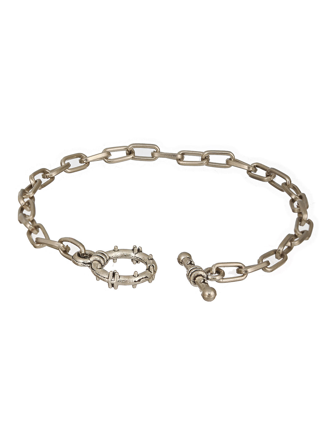 Men Silver-Toned Rhodium-Plated Link Bracelet