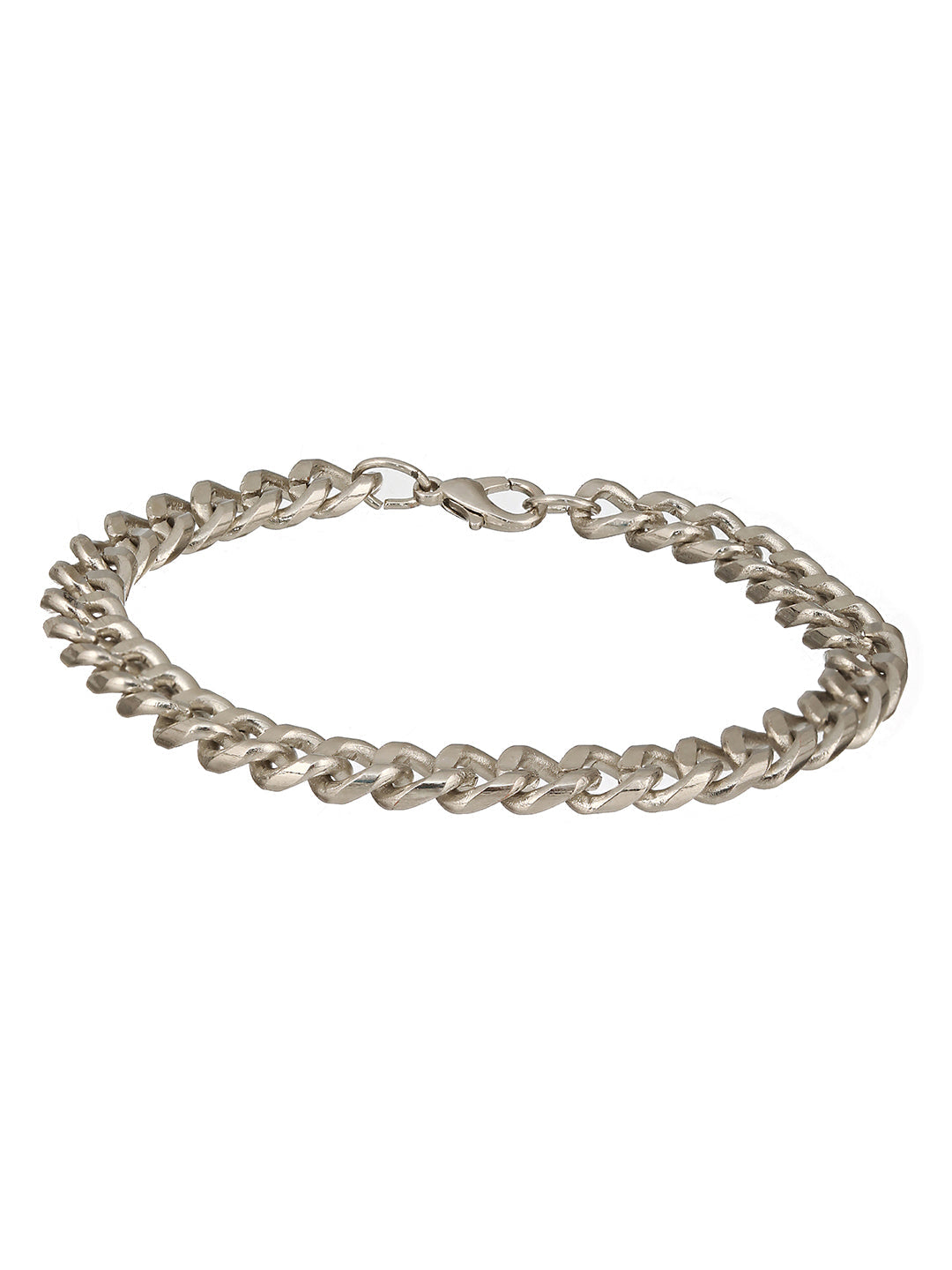 Men 3 Silver-Toned & Black Silver-Plated Bracelet