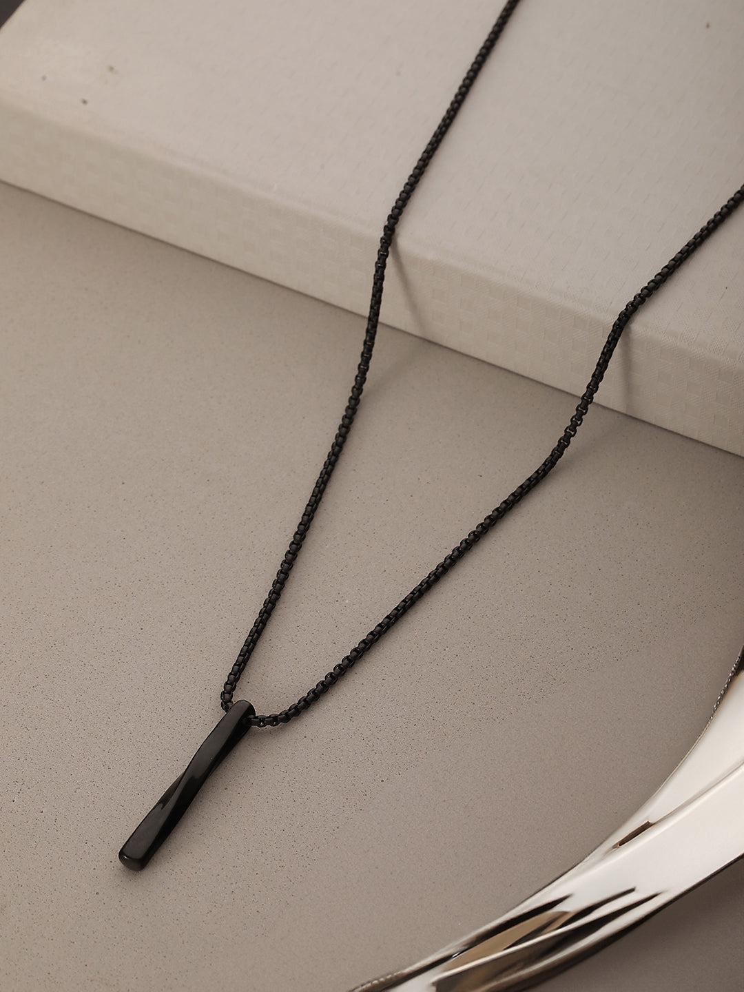 Twisted Cube Bar Pendant Necklace