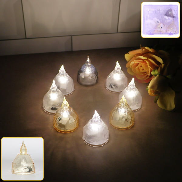 Led Flameless Decorative Diyas - (8 Pc)