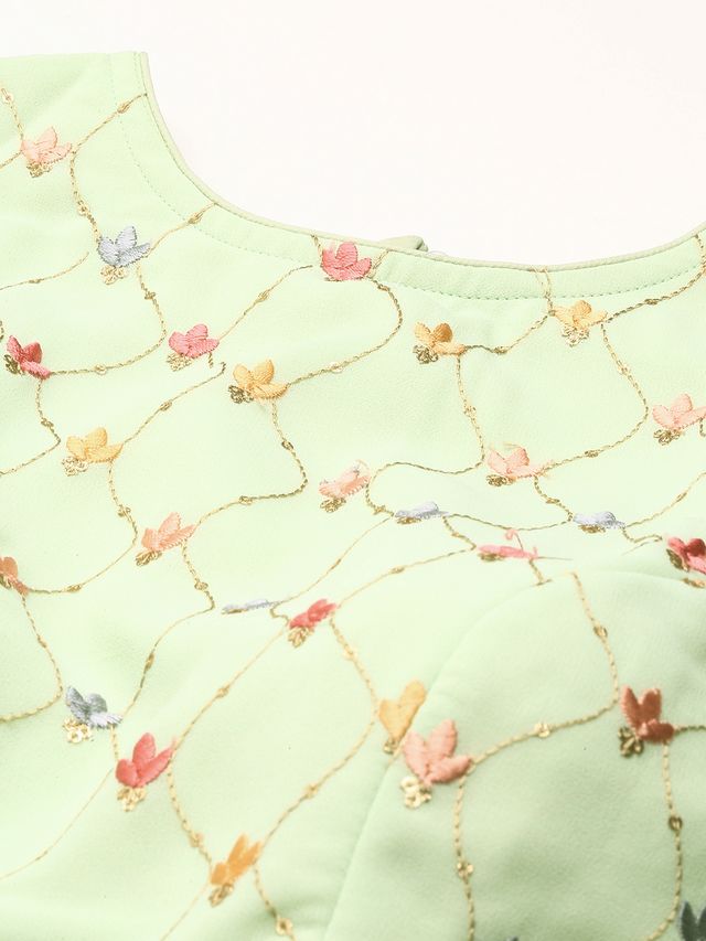 Bollywood Vogue Ready To Wear Green Embroidered Georgette Palazzo sets