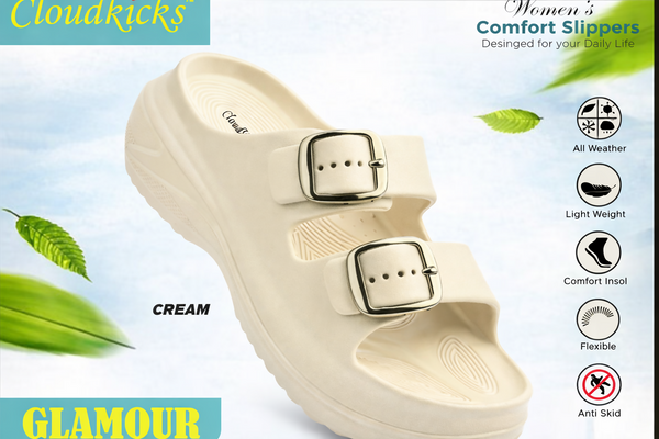 Cloudkicks Womens Glamour Comfort Slippers Adjustable Buckle Anti Skid Footwear AGARWAL ENTEPRISES
