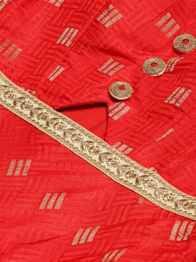 Bollywood Vogue Ready To Wear Red Art Silk Strap Neck Style Maxi Dress
