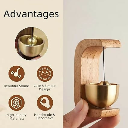 Wooden Magnetic Brass Door Bell Chime Vintage Entry Alert Bell for Shops, Homes & Offices – Wall Mount Decorative Sound Bell