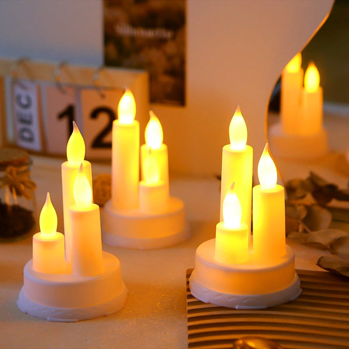 LED Taper Candles, Realistic Battery Operated Flickering Flameless Candles in Warm White Electric Candles (1 PC) HP DD