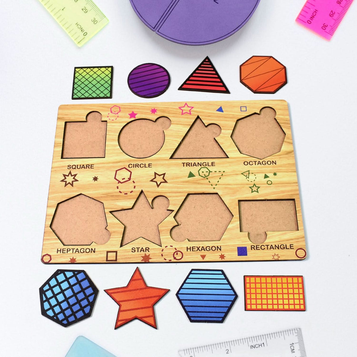 Wooden Triangles Puzzle Learning Educational Board (1 Set 2820 Cm) HP DD
