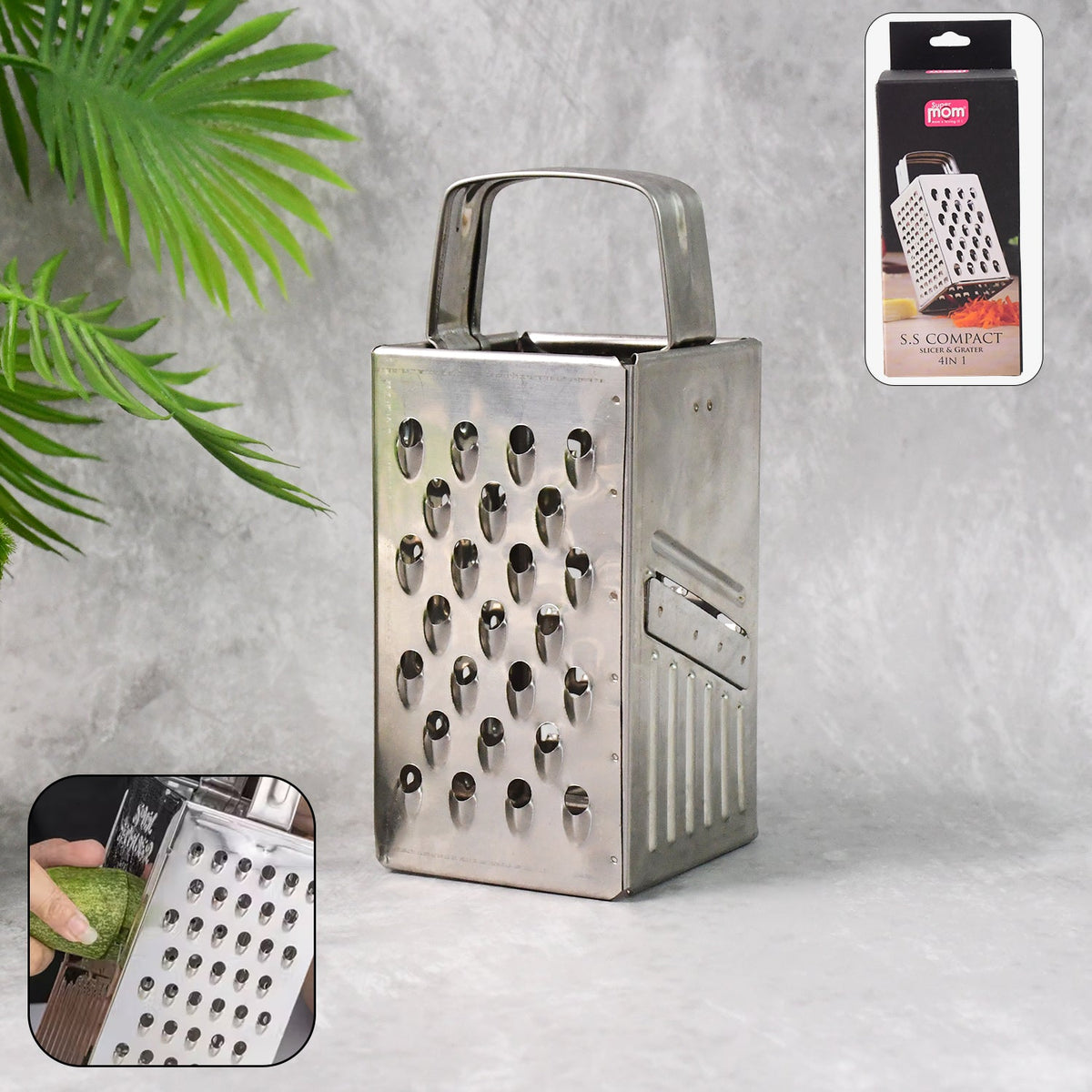 Supermom Premium 4-in-1 Stainless Steel Compact Grater And Slicer HP DD