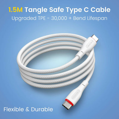 Portronics 100W Konnect B 1.5M Type C to Type C 5A Fast Charging Cable With E-Marker Chipset, Strong Braided Cable Halfpe Deals