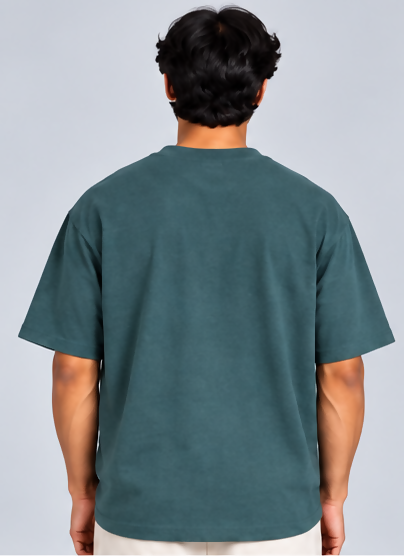 HUSTLE Essentials Men's Crew Neck Oversized T-Shirt – Crystal Teal(Oversized fit)
