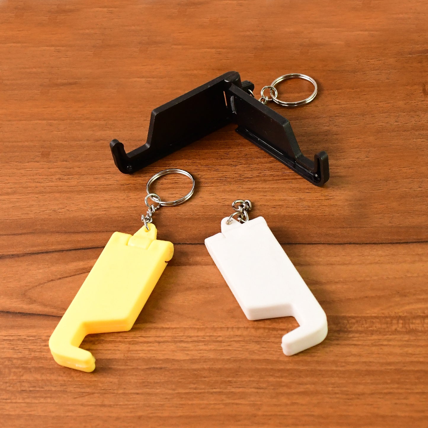 2 In 1 Plastic Keychain With Mobile Stand Phone Holder (5 Pcs Set Multicolor)