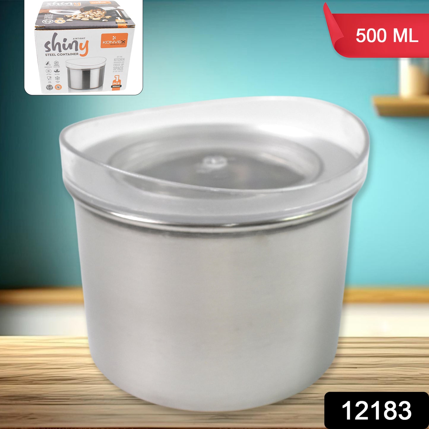 Multipurpose Stainless Steel Airtight Containers With See Through Lid (1 Pc 500 Ml)
