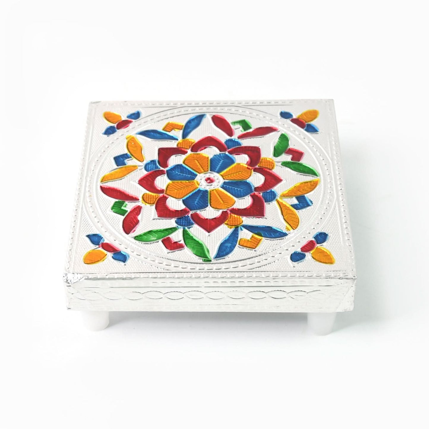 Handicraft Meenakari Wooden Puja Chowki – Multicolour